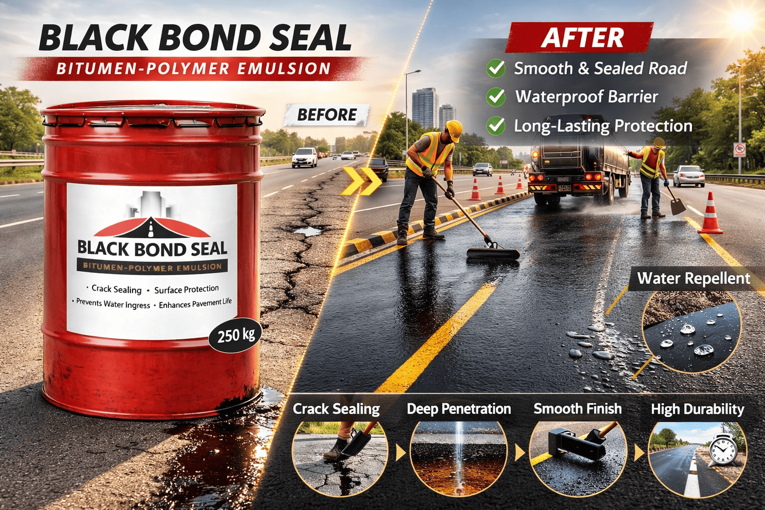 Black Bond Seal for Roads and Highway Infrastructure
