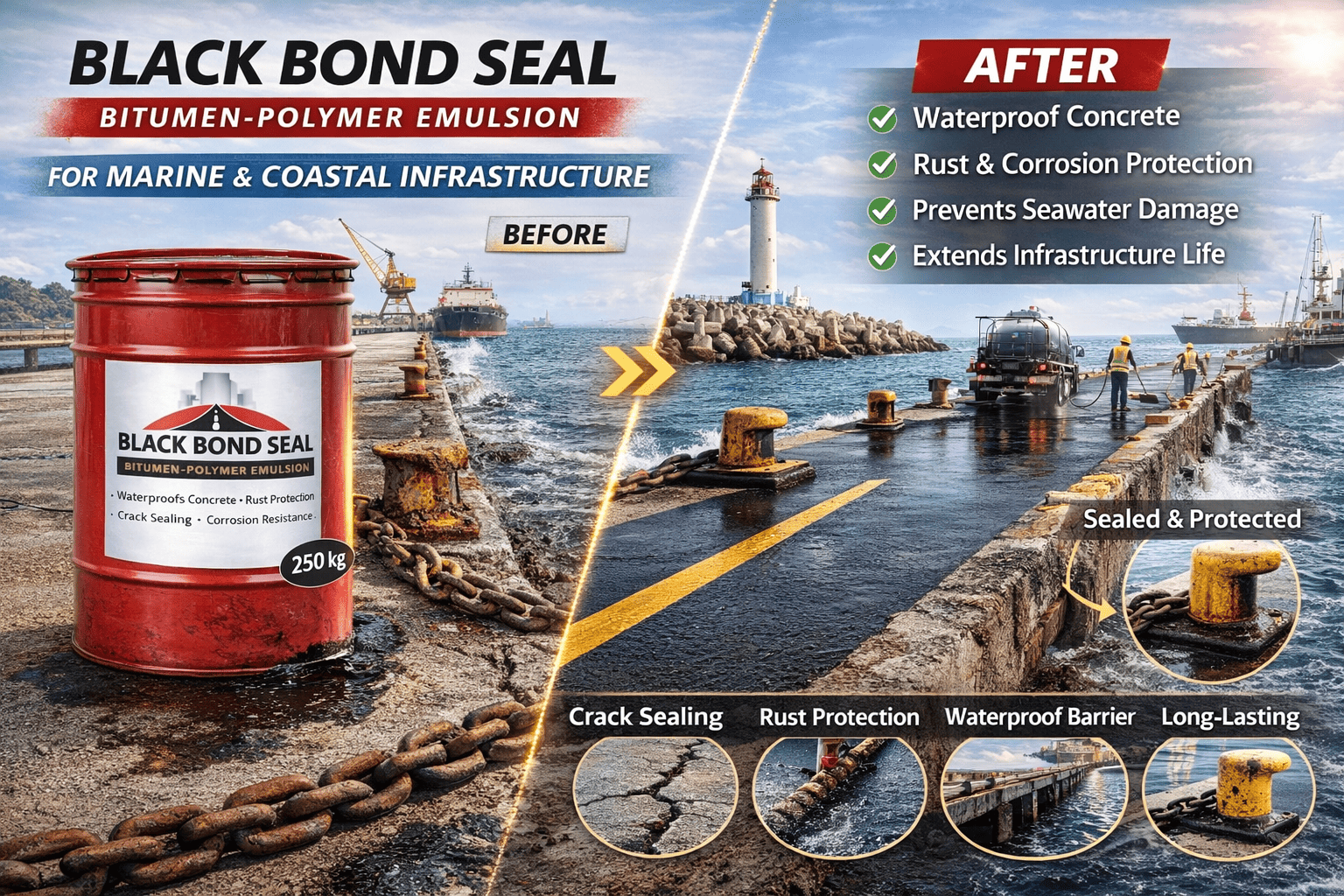 Black Bond Seal for Marine and Coastal Infrastructure